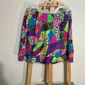 Svforza animal print colorful short stretchy and soft skirt w/pocket size Medium